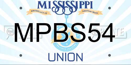 MPBS54 Mississippi License Plate