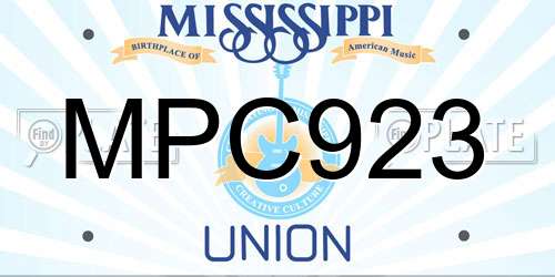 MPC923 Mississippi License Plate
