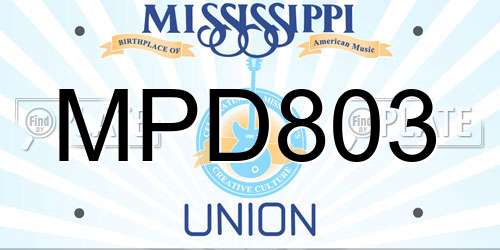 MPD803 Mississippi License Plate