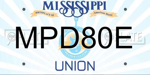 MPD80E Mississippi License Plate