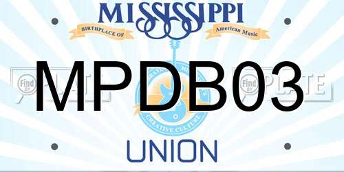 MPDB03 Mississippi License Plate