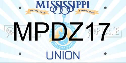 MPDZ17 Mississippi License Plate