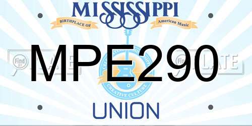 MPE290 Mississippi License Plate