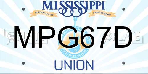 MPG67D Mississippi License Plate