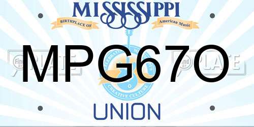 MPG67O Mississippi License Plate