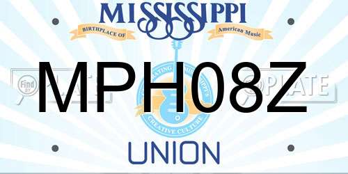 MPH08Z Mississippi License Plate