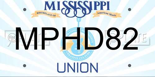 MPHD82 Mississippi License Plate