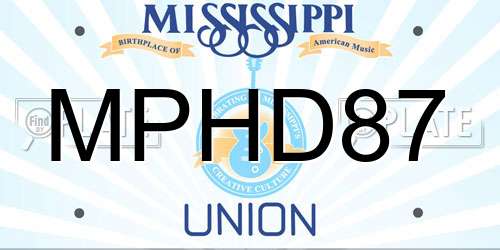 MPHD87 Mississippi License Plate