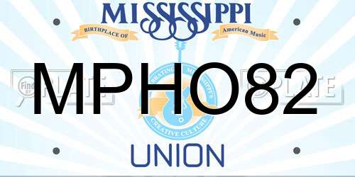 MPHO82 Mississippi License Plate
