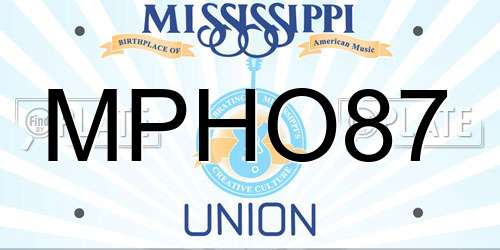 MPHO87 Mississippi License Plate