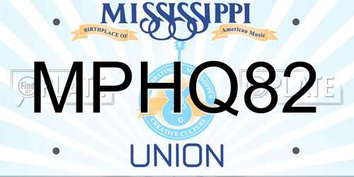 MPHQ82 Mississippi License Plate