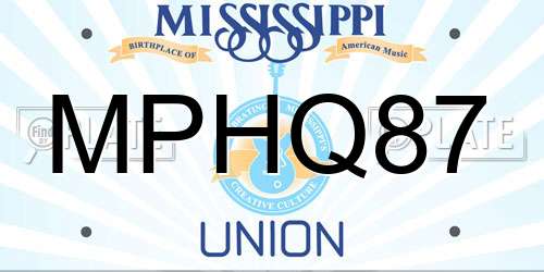 MPHQ87 Mississippi License Plate