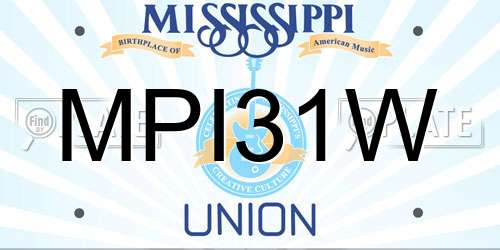 MPI31W Mississippi License Plate