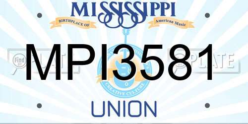 MPI3581 Mississippi License Plate