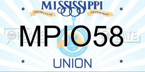 MPIO58 Mississippi License Plate