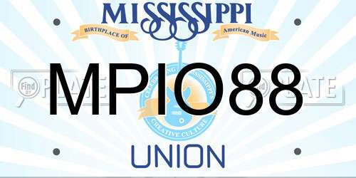 MPIO88 Mississippi License Plate