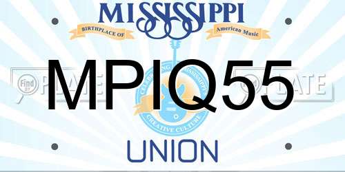 MPIQ55 Mississippi License Plate