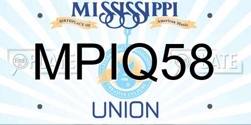 MPIQ58 Mississippi License Plate
