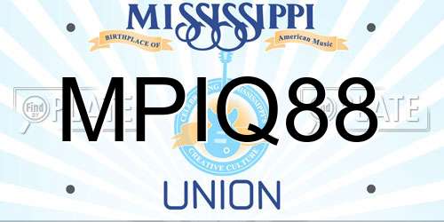 MPIQ88 Mississippi License Plate