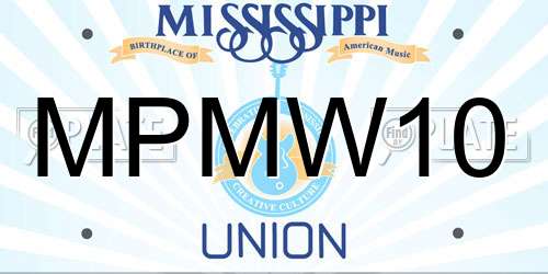 MPMW10 Mississippi License Plate