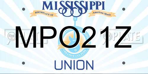 MPO21Z Mississippi License Plate