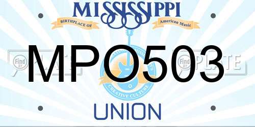 MPO503 Mississippi License Plate