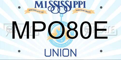 MPO80E Mississippi License Plate