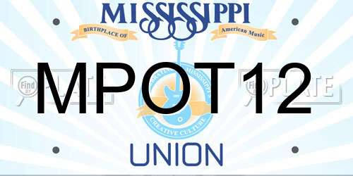 MPOT12 Mississippi License Plate