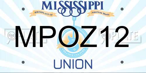 MPOZ12 Mississippi License Plate
