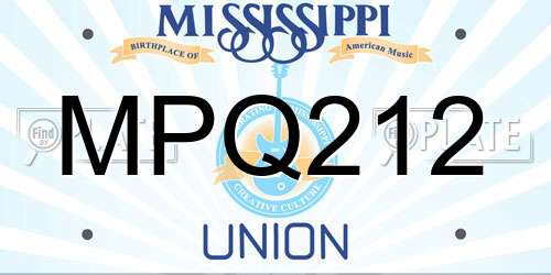 MPQ212 Mississippi License Plate