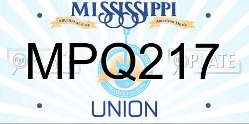 MPQ217 Mississippi License Plate