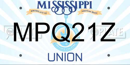 MPQ21Z Mississippi License Plate