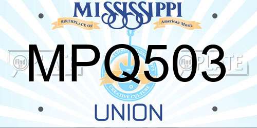MPQ503 Mississippi License Plate
