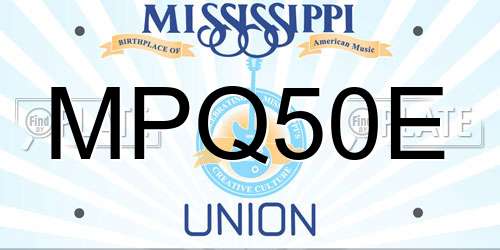 MPQ50E Mississippi License Plate