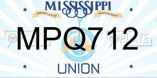 MPQ712 Mississippi License Plate