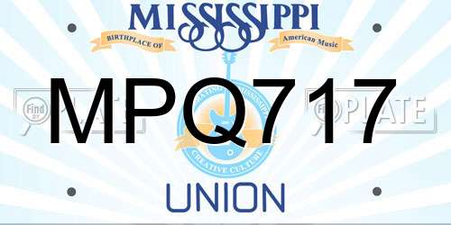 MPQ717 Mississippi License Plate