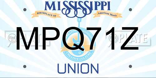 MPQ71Z Mississippi License Plate