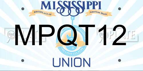 MPQT12 Mississippi License Plate