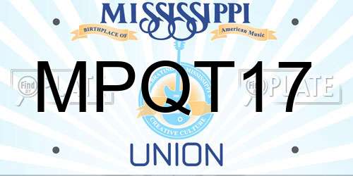MPQT17 Mississippi License Plate
