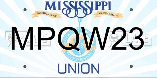 MPQW23 Mississippi License Plate