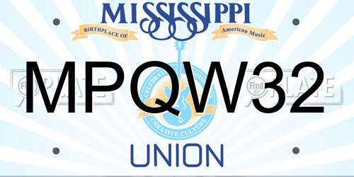 MPQW32 Mississippi License Plate