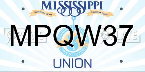 MPQW37 Mississippi License Plate