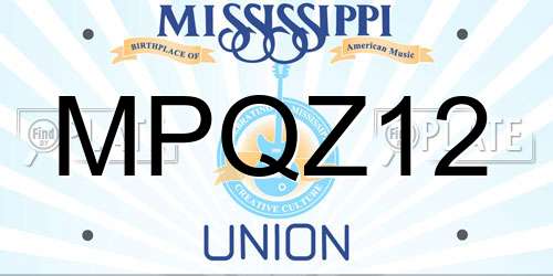 MPQZ12 Mississippi License Plate