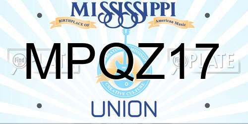 MPQZ17 Mississippi License Plate