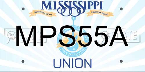 MPS55A Mississippi License Plate