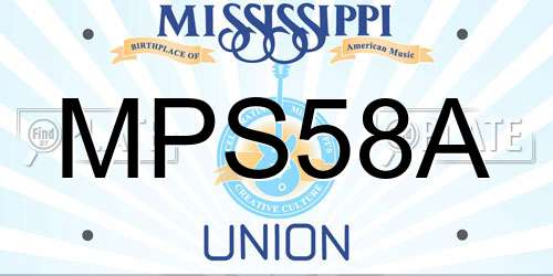 MPS58A Mississippi License Plate