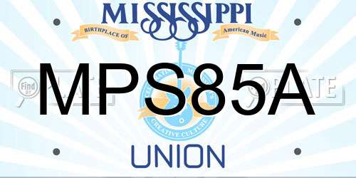 MPS85A Mississippi License Plate