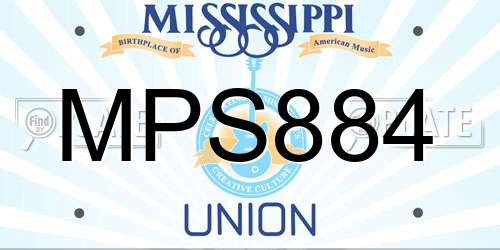 MPS884 Mississippi License Plate