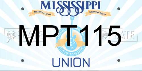 MPT115 Mississippi License Plate