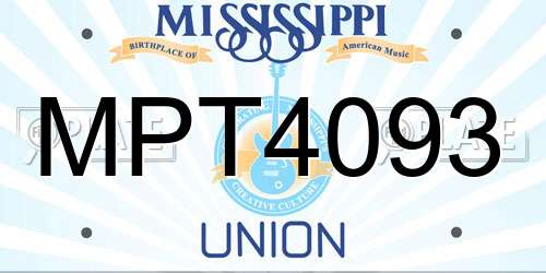 MPT4093 Mississippi License Plate